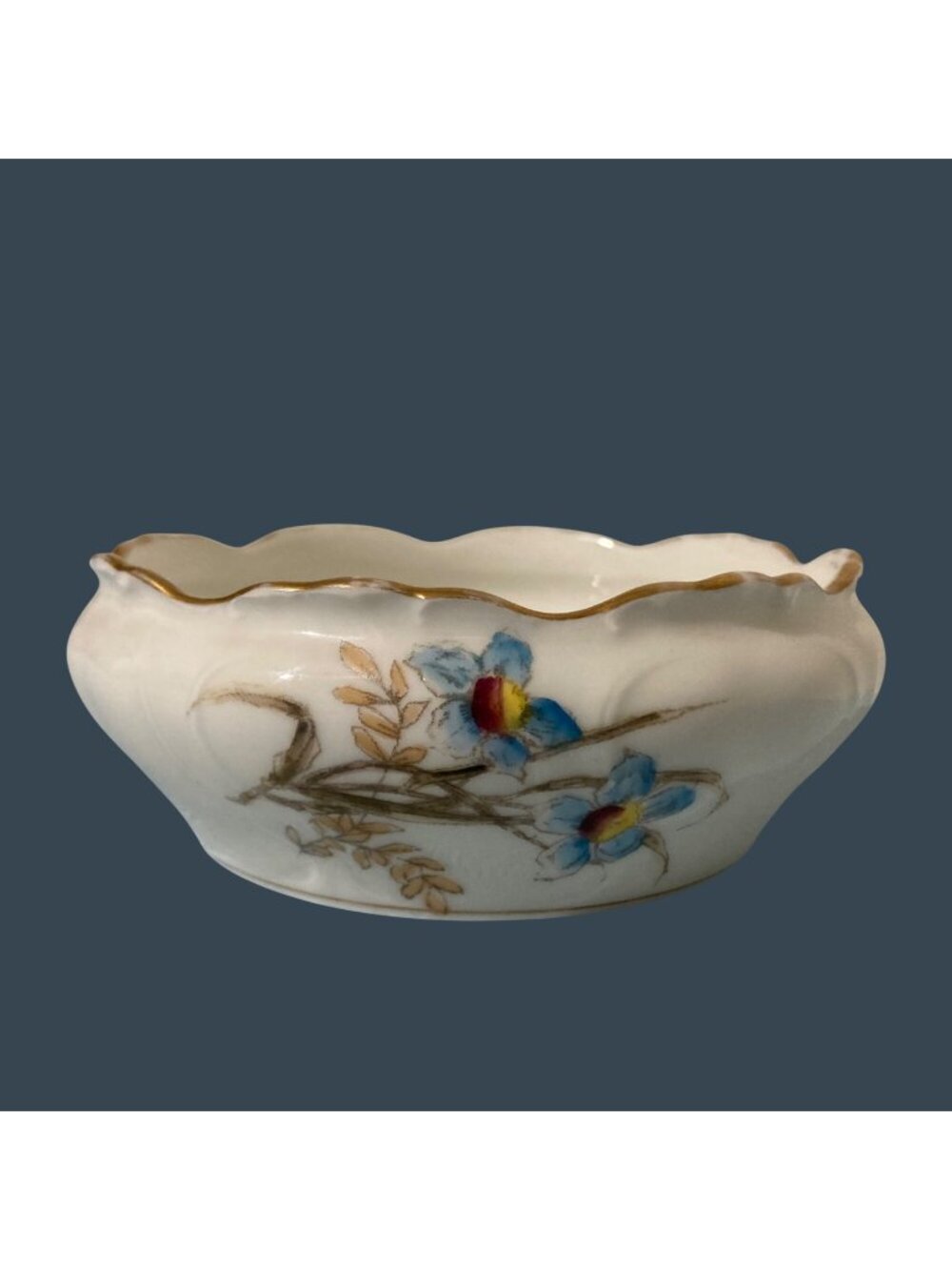 Antique French Limoges Blue Wildflower Design Hand-Painted France